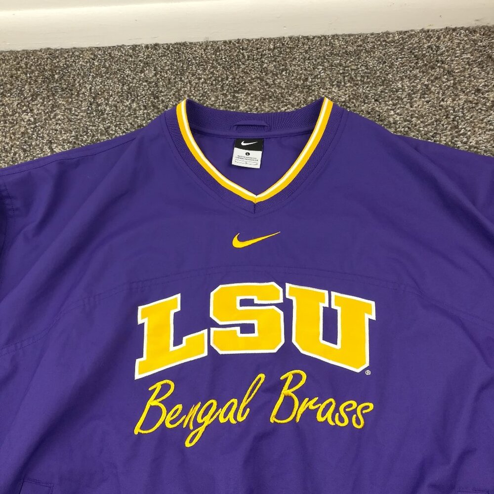 LSU Tigers Jacket Nike Center Swoosh Windbreaker Bengal Brass Band Mens Large